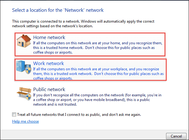 set network location