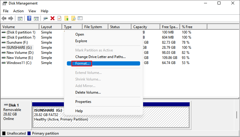 click on format usb driver