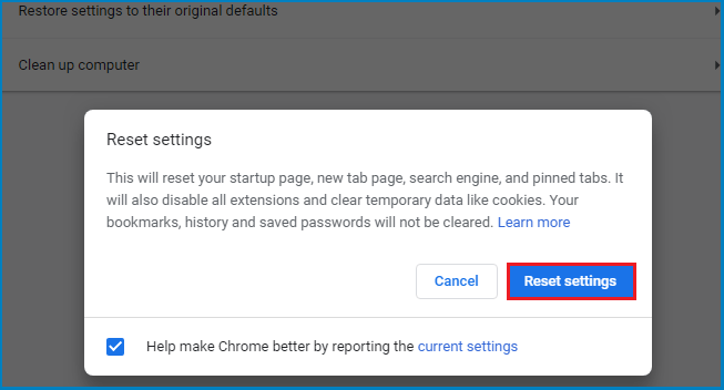 reset google settings