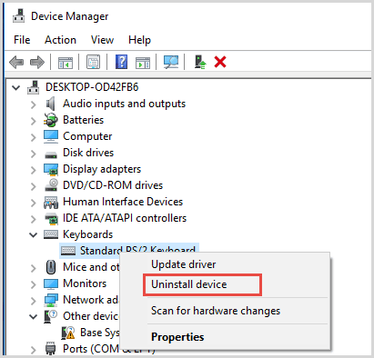 uninstall device