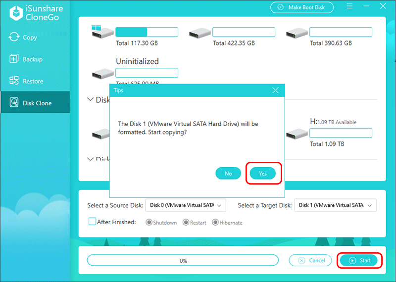 confirm disk cloning