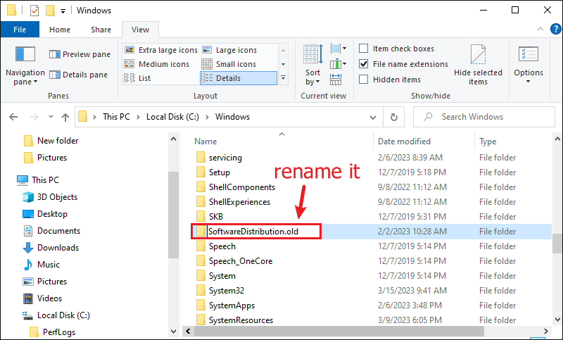 rename softwaredistribution folder