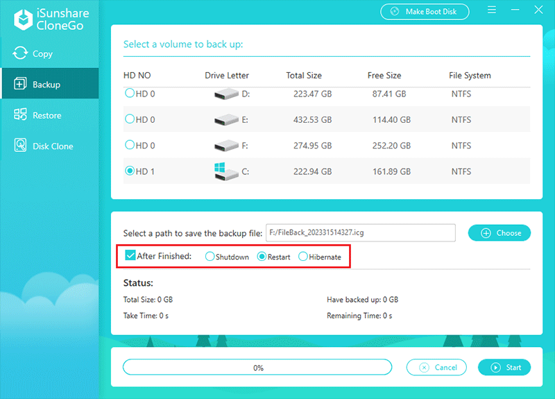 set after finished option