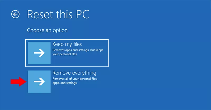 click Remove everything