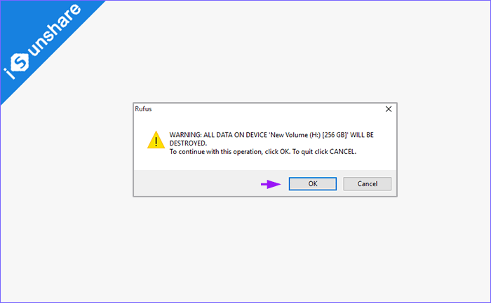 format USB warning