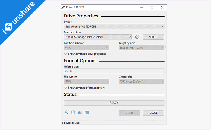 select ISO image file