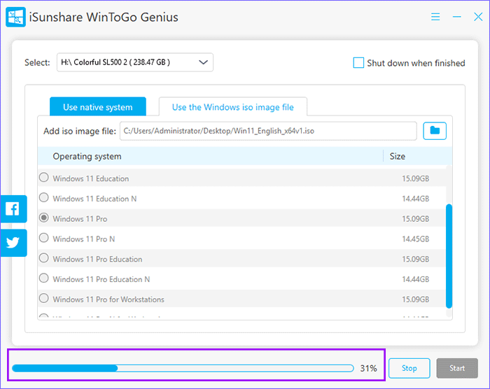 Windows To Go drive is creating via WinToGo Genius