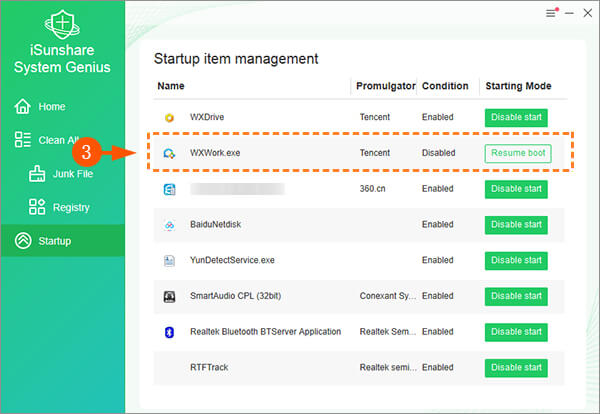 click resume boot to recover startup process