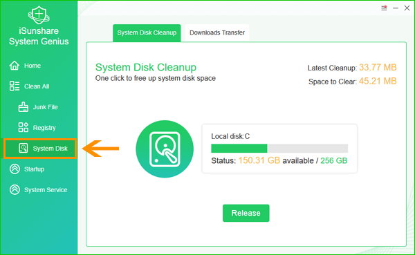 select the function of system disk