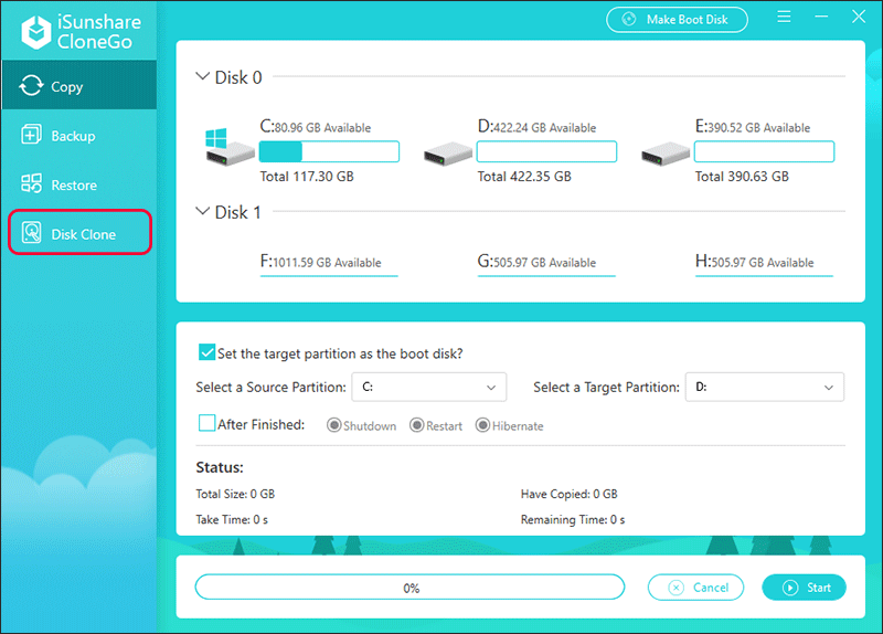 click disk clone