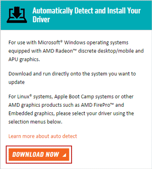 Get Drivers with AMD Auto-Detect and Install Tool