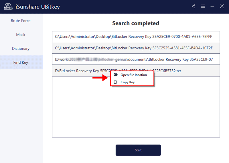 access recovery key file