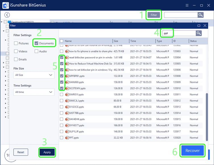 filter ppt files from scanning result