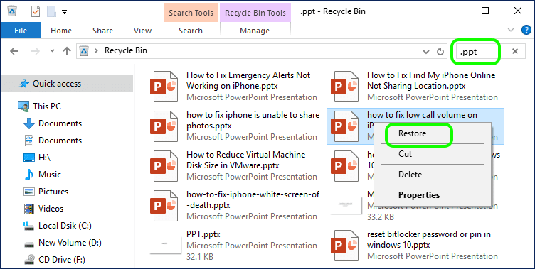 recover deleted ppt files from recycle bin