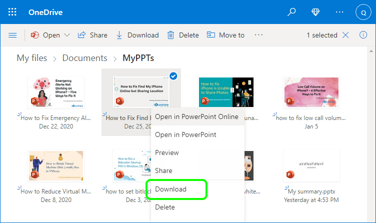 recover deleted ppt files in onedrive