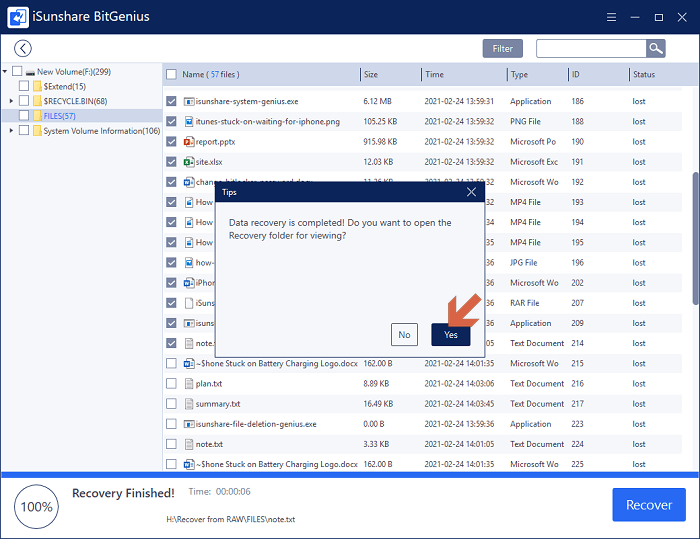 finish raw partition data recovery