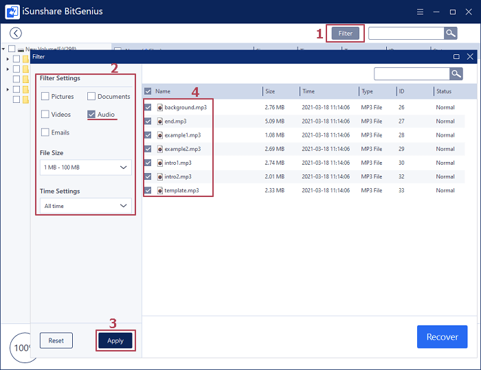 filter out and check audio files