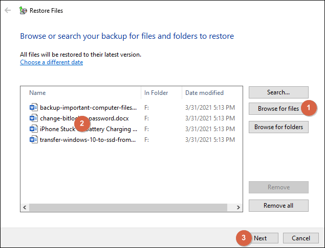 add word files to restore