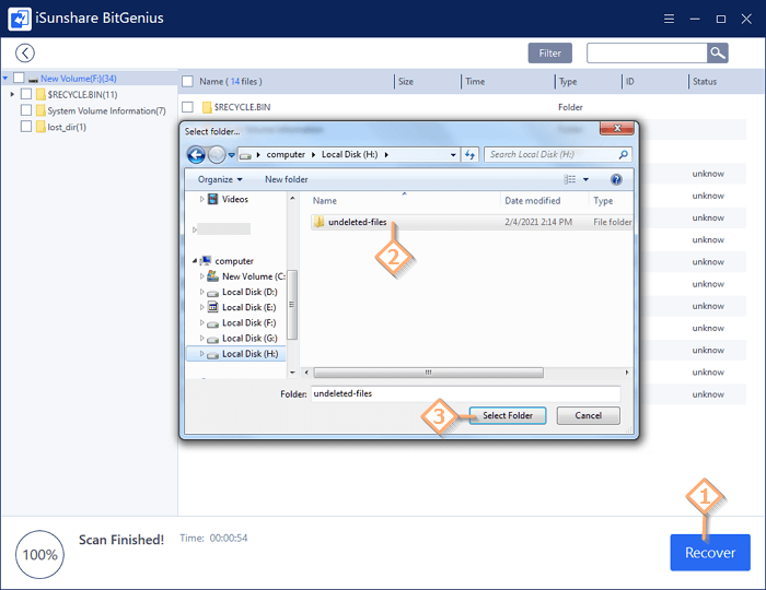 output recovered files to safe place