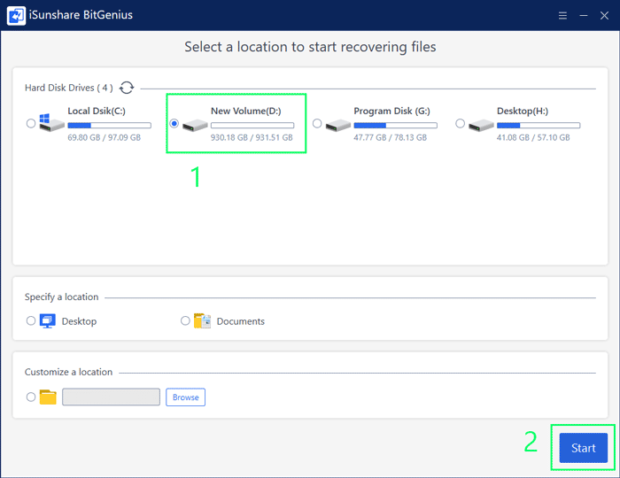 sélectionnez le disque dur formaté