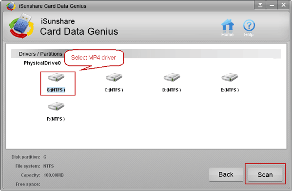 sélectionnez le lecteur MP4 pour analyser les vidéos et audios supprimés