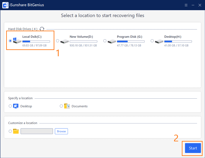 select c drive