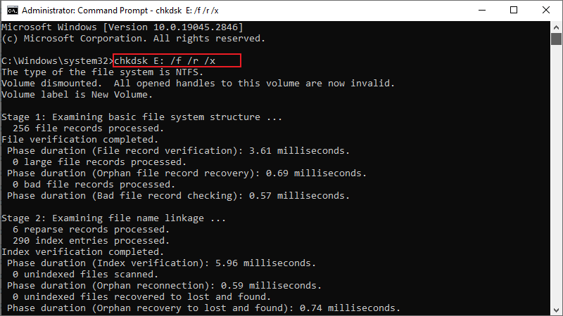 chkdsk command