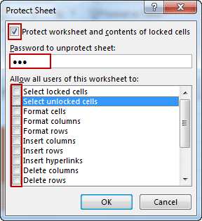 set password to protect worksheet