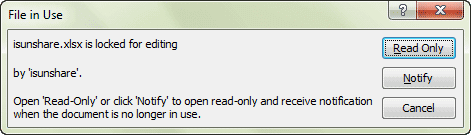 excel file locked for editing by me