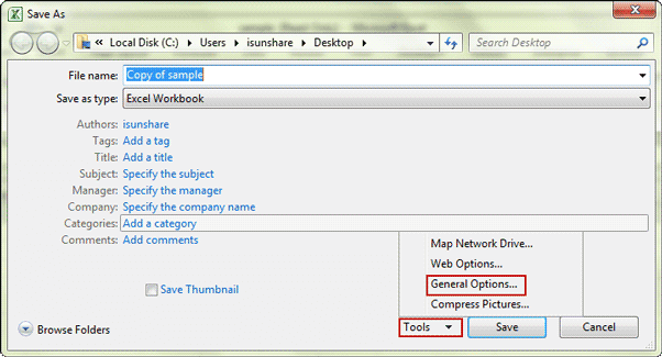 select general options to change