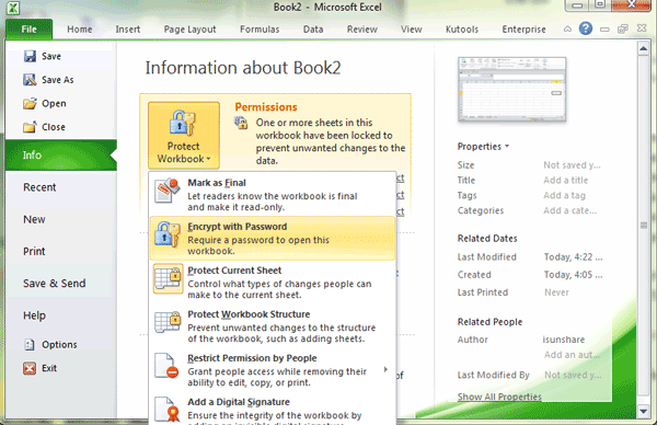 protect excel workbook with password
