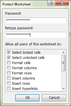 set password to protect excel sheets 2010
