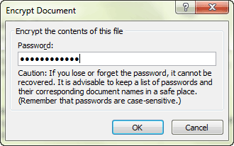 encrypt excel 2012 with password