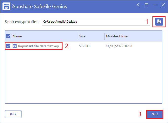choose your encrypted excel file