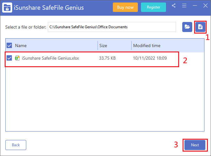 select a file to set password