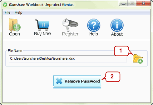 add protected excel workbook to isunshare  software