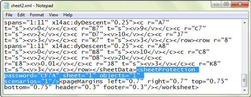 delete sheet protection tag in xml file