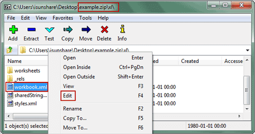 choose to edit workbook xml file