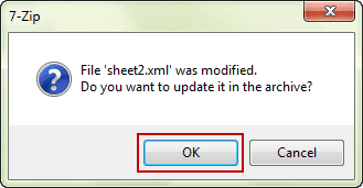 update sheet xml file in zip archive