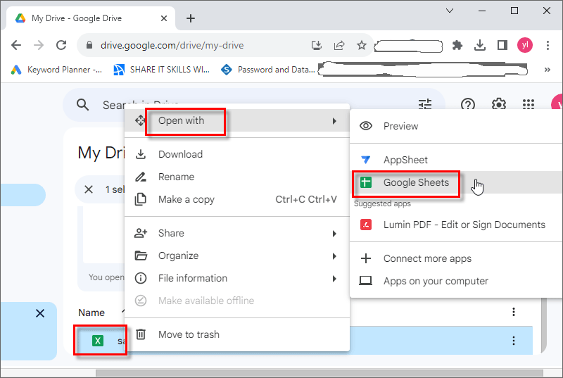 open with google sheets