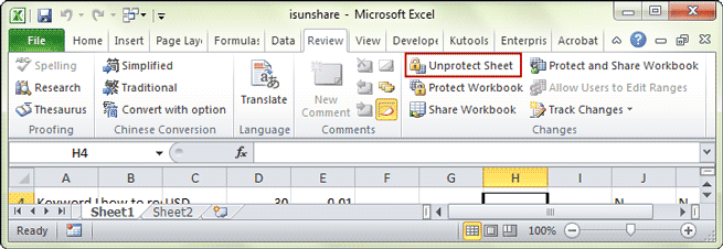 Passwort vergessen, um den Schutz der Excel-Tabelle aufzuheben