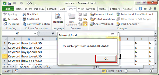 excel worksheet password protected