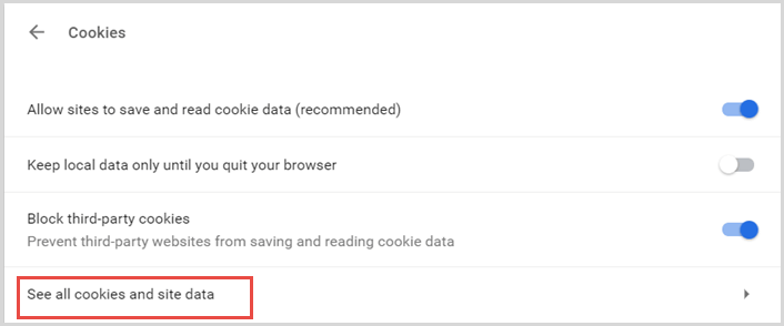 see all cookies and site data
