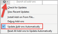 update firefox addons automatically