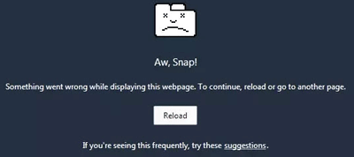 google chrome went into aw snap issue