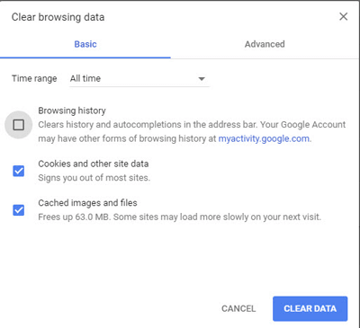 clear cache and cookies to fix private error