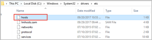 find out hosts file and delete