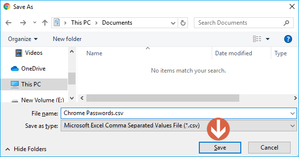 backup Chrome password to csv file