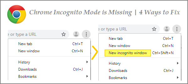Chrome incognito mode option is missing