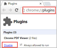 type command into address bar to disable chrome pdf viewer